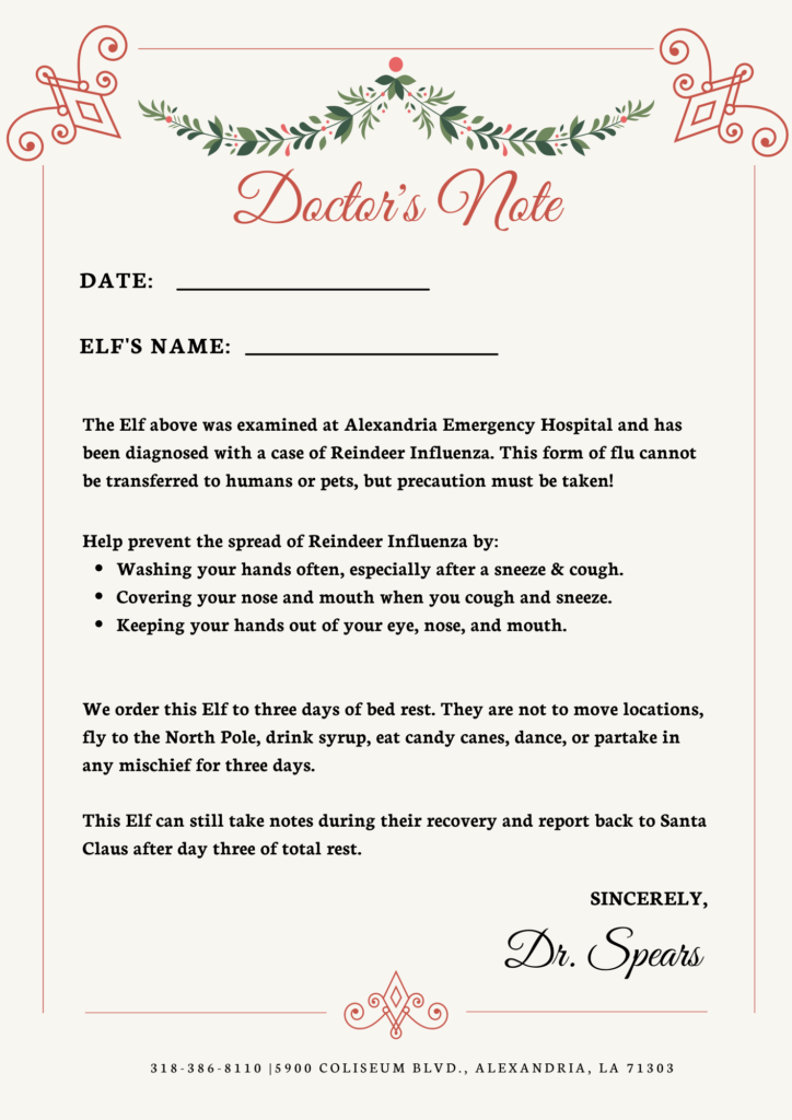 Alexandria Emergency Hospital doctor note 