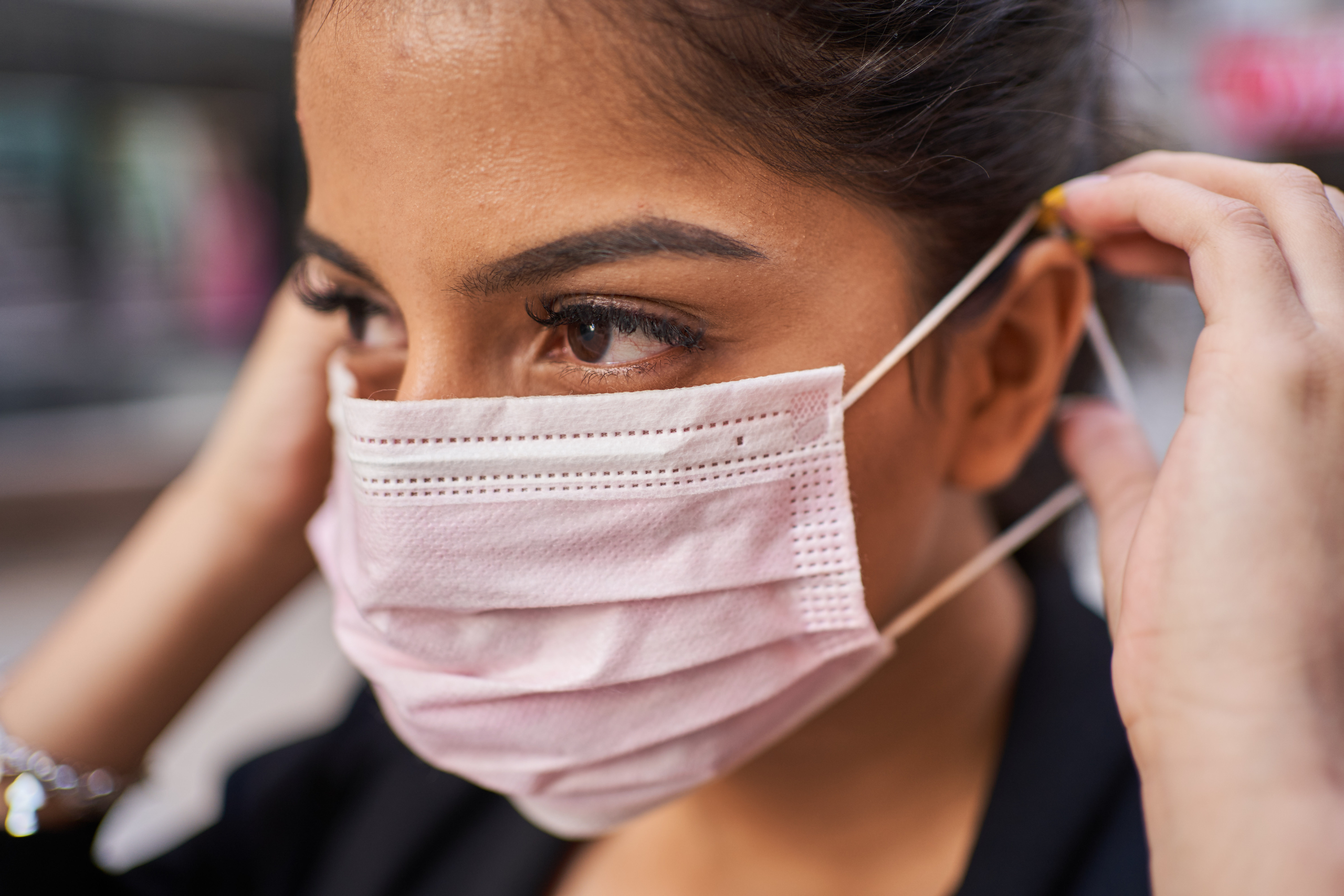 Lady with mask has Long COVID